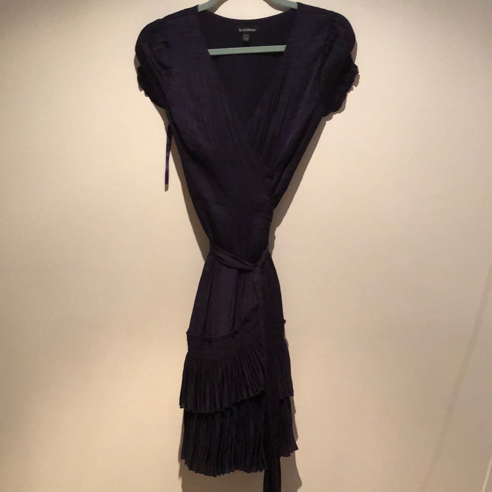 Purple wrap dress with feminine details